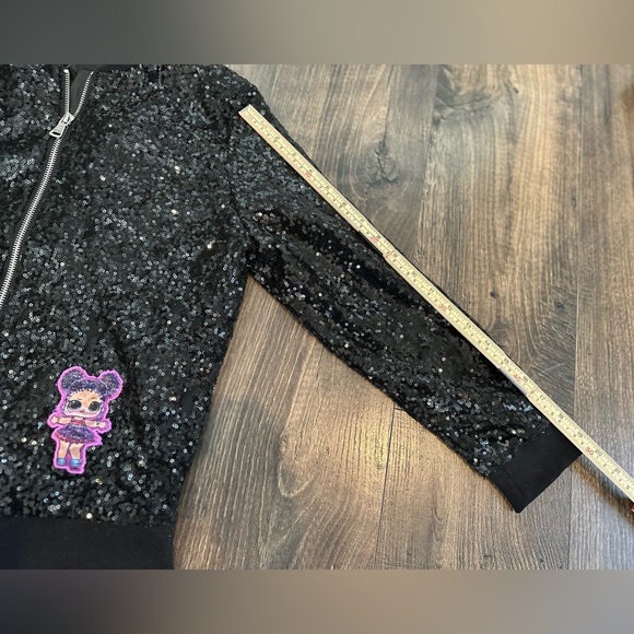 GUC LOL SURPRISE Remix Girl's Bomber Style Jacket, Black Sequins, Size: XL 14/16 - Picture 5 of 10